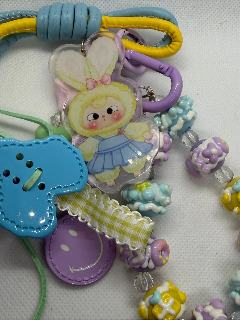 Cute Pastel Bunny Key & Card Holder Charm